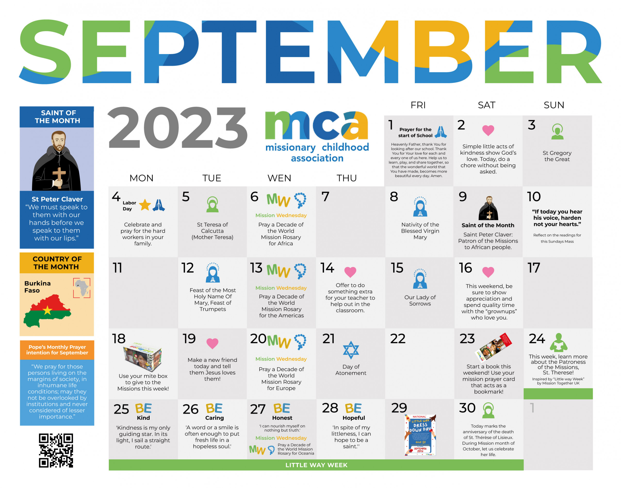 MCA Calendar September