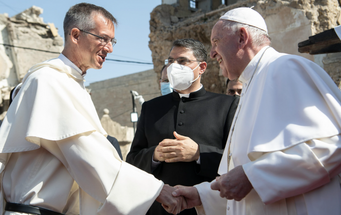 Pope Francis visited Iraq, where he encountered missionary priest Olivier Poquillon, OP.